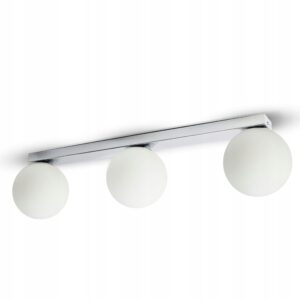 Lampa Sufitowa Wisząca Żyrandol Full Globe Glass 560-B3 G9 Białe kule Chrom