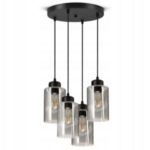 Lampa Wisząca Sufitowa Żyrandol Czarna Szklana Glass Tube 535-EZ4 LED E27