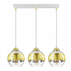 Lampa Sufitowa Żyrandol Biała Złota GLASS BZ3 LED