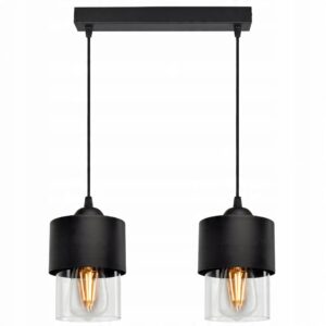 2-punktowa lampa wisząca nad mały, prostokątny stół