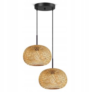 Lampa Sufitowa Wisząca Bambusowa Pleciona BOHO Naturalna 580-EZ2 LED E27