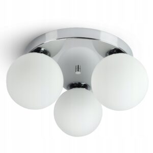 Lampa Sufitowa Wisząca Żyrandol Full Globe Glass 560-E3 G9 Białe kule Chrom