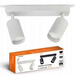 Lampa Sufitowa Żyrandol Plafon Tuby Metal SPOT BG2 LED 2xGU10 Biała