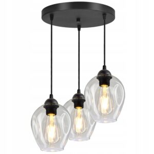 Lampa wisząca z 3 nowoczesnymi, przezroczystymi kloszami