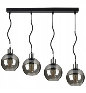 Szklana Lampa Wisząca Żyrandol SPLINE Chrom Kula