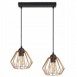 Lampa Wisząca Żyrandol Plafon Miedź Chrom Złoty