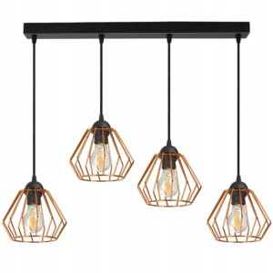 Lampa Wisząca Żyrandol Plafon Miedź Chrom Złoty