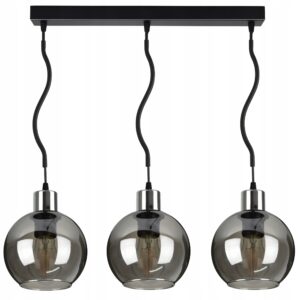 Szklana Lampa Wisząca Żyrandol SPLINE Chrom Kula