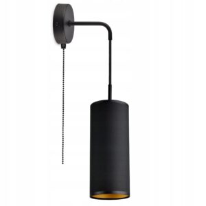 Lampa Ścienna Kinkiet z Włącznikiem Czarna Tuba