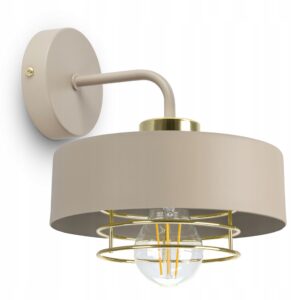 Lampa Ścienna Kinkiet Beżowa ECRU Złoto 1xE27 LED 760-K1