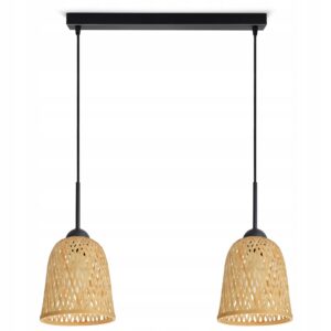 Lampa Sufitowa Wisząca Bambusowa Pleciona BOHO Naturalna 582-BZ2 LED Czarna