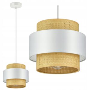 Lampa Sufitowa Żyrandol Biała Rattan EZ1 Kleo LED