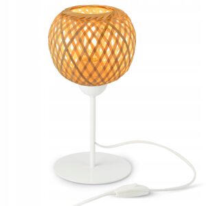 Lampa Nocna Stołowa na Stolik 583-L1 LED E27 Boho Bambus Naturalna Pleciona