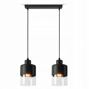 Lampa Sufitowa Wisząca Żyrandol Dual Glass 568-BZ2 LED E27 Black Edition