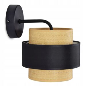 Ratanowo-czarna lampa ścienna w dekoracyjnym stylu BOHO