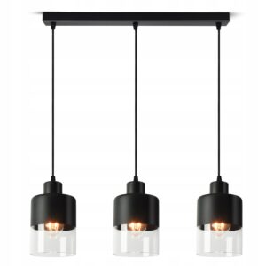 Lampa Sufitowa Wisząca Żyrandol Dual Glass 568-BZ3 LED E27 Black Edition