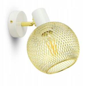 Lampa Ścienna Kinkiet Gold Globe Biała 488-K1 E27 Ruchoma Złota