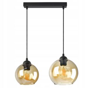 Lampa Żyrandol Dwie różne szklane Kule Miodowe
