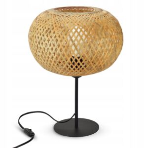 Lampa Nocna Stołowa na Stolik 580-L1 LED E27 Boho Bambus Naturalna Pleciona