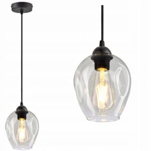Lampa wisząca 1-punktowa art deco ze szklanym kloszem