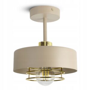 Lampa Sufitowa Wisząca Żyrandol Plafon Beżowa ECRU Złoto 1xE27 LED 760-ER1