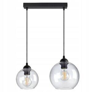 Lampa Żyrandol Dwie różne szklane Kule Transparent
