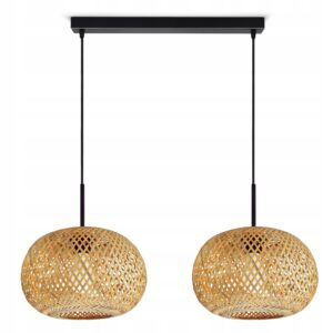 Lampa Sufitowa Wisząca Bambusowa Pleciona BOHO Naturalna 580-BZ2 LED E27