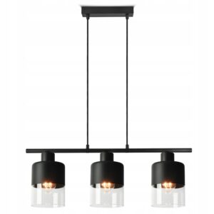 Lampa Sufitowa Wisząca Żyrandol Dual Glass 568-BZR3 LED E27 Black Edition