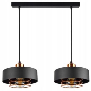 LAMPA WISZĄCA SUFITOWA ŻYRANDOL Czarna z Miedzią