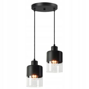 Lampa Sufitowa Wisząca Żyrandol Dual Glass 568-EZ2 LED E27 Black Edition