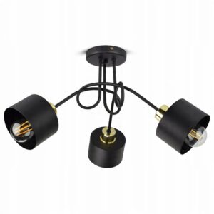Lampa Sufitowa Żyrandol Plafon Classic Spot PE3 LED Pętla Supeł Black Gold