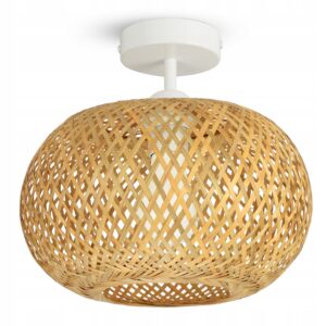 Lampa Sufitowa Plafon Bambusowa Pleciona BOHO Naturalna 581-PR1 LED Biała