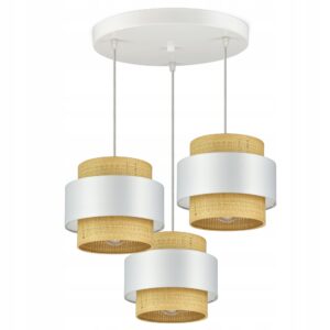 Lampa Sufitowa Żyrandol Biała Rattan EZ3 Kleo LED