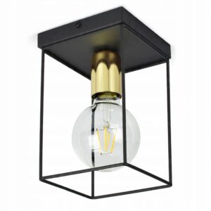 Lampa Sufitowa Wisząca Plafon Klatka Loft 571-SK1 LED Black & Gold Edition
