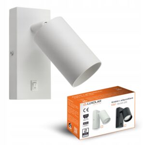 Lampa Ścienna Kinkiet z Włącznikiem Tuba Metal SPOT LED GU10 Biała