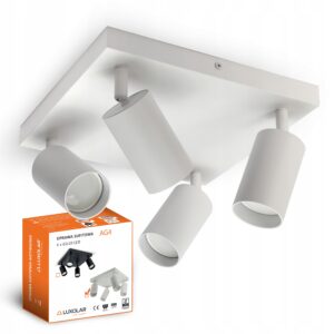Lampa Sufitowa Żyrandol Plafon Tuby Metal SPOT AG4 LED 4xGU10 Biała