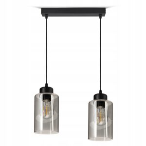 Lampa Wisząca Sufitowa Żyrandol Czarna Szklana Glass Tube 535-BZ2 LED E27