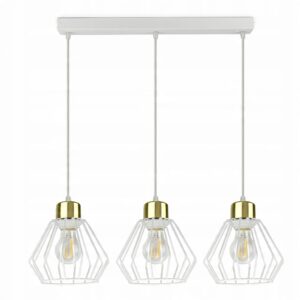 Lampa sufitowa cztery diamenty zwisające z białej listwy