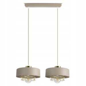Lampa Sufitowa Wisząca Żyrandol Beżowa ECRU Złoto 2xE27 LED 760-BZ2