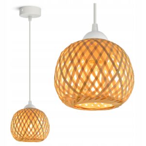 Lampa Sufitowa Wisząca Bambusowa Pleciona BOHO Naturalna 583-EZ1 LED Biała