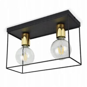 Lampa Sufitowa Wisząca Plafon Klatka Loft 571-SK2 LED Black & Gold Edition