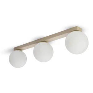 Niska, minimalistyczna listwa sufitowa 68 cm, 3 szklane białe klosze