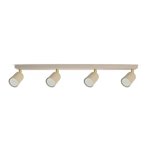 Lampa sufitowa 4-punktowa beżowa, regulowane reflektory złote detale