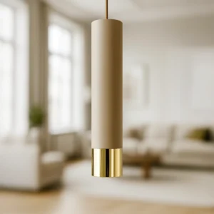 Kaszmirowa, minimalistyczna pojedyncza lampa wisząca ze złotą końcówką
