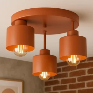 Lampa sufitowa w kolorze terakota, na trzy żarówki E27