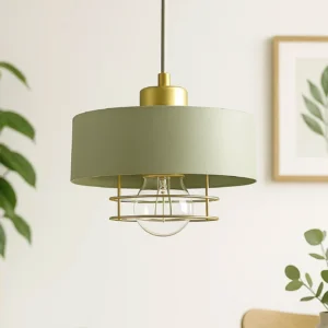 Zielono-złota pojedyncza lampa wisząca nad stół, skracana