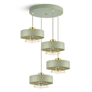 Nowoczesna 4-punktowa lampa wisząca w kolorze sage green