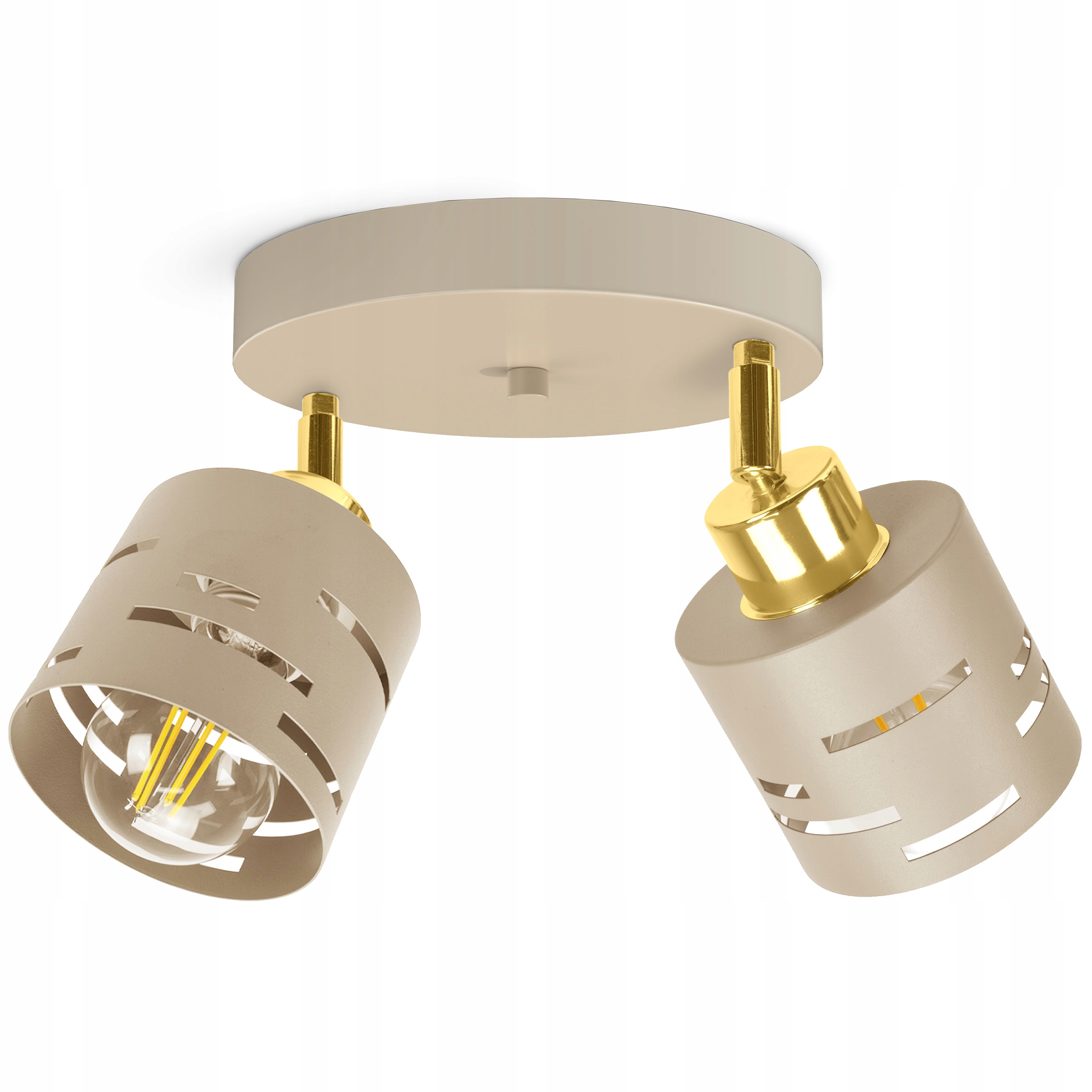 Lampa sufitowa PLAFON Żyrandol E27 podwójna BEŻOWA kaszmir ECRU ZŁOTO Laser