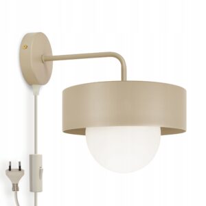 Kinkiet Lampa Ścienna Włącznik Na KABLU Z WTYCZKĄ Loft Beżowa G9 LUXOLAR