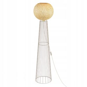 Lampa podłogowa stojąca E27 boho rattan bambus do salonu sypialni jasny beż